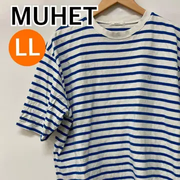 MUHET 상의 티셔츠 반팔 화이트 블루 LL [CT1480]