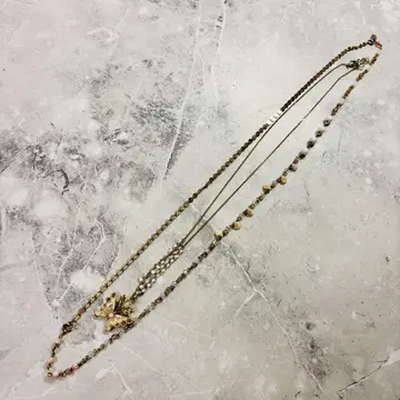 [ ANNA SUI ] 롱 목걸이 나비 2단 골드