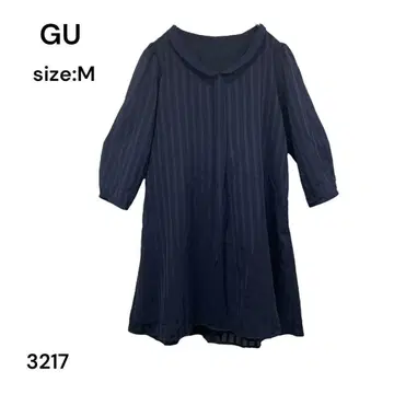 GU 지유 원피스 무릎 기장 셔츠 네이비 M 안감 예쁨