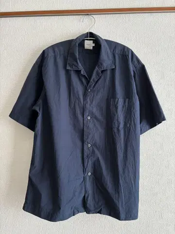 RINEN 오픈 카라 셔츠 NAVY