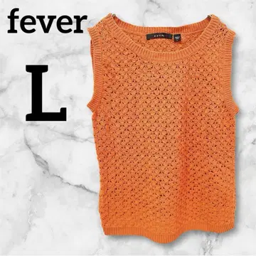새상품급 fever 피버 오렌지 니트 베스트 [ L ] 레이어드 해외