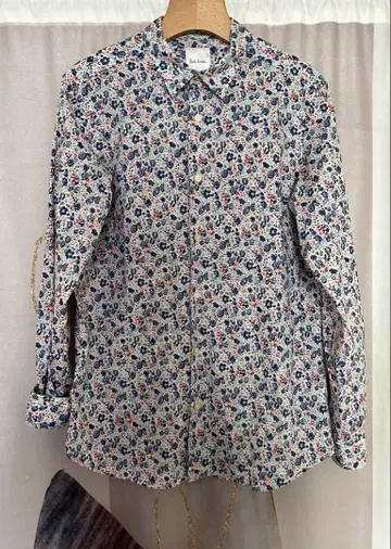 폴스미스 금장 버튼 하이비스커스 플로럴 리버티 꽃무늬 셔츠 일본제