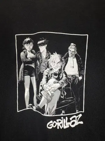 M 사이즈 Gorillaz 고릴라즈 밴드 티셔츠 블랙