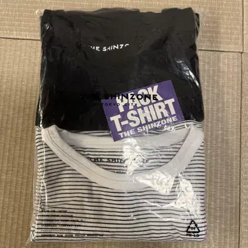 THE SHINZONE 반팔 팩 T 블랙, 보더 2매 세트