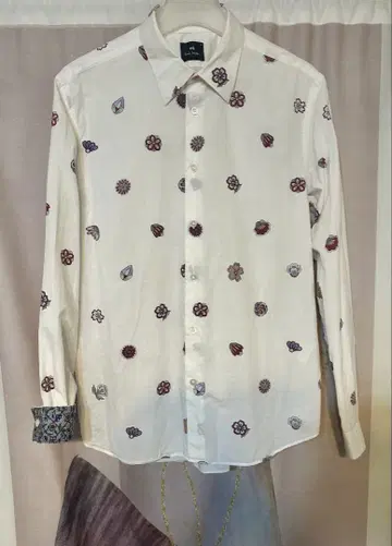 폴스미스 플로럴 교토 꽃무늬 셔츠 화이트 일본제