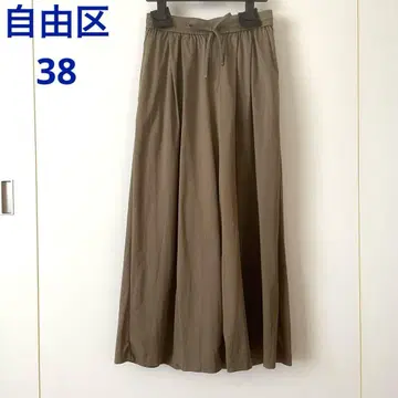 자유구 카키 코튼 와이드 팬츠 38