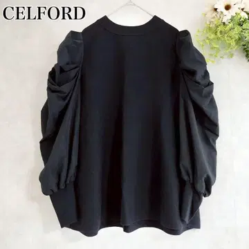CELFORD 백리본 파워 숄더 퍼프 슬리브 블라우스 이소재
