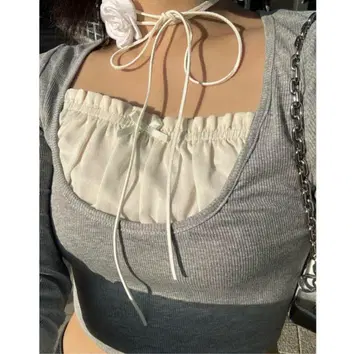 epine U cut frill layered rib tops