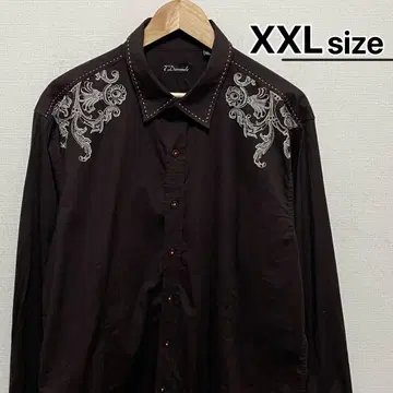 USA 구제 의류 패턴 셔츠 긴팔 XXL 브라운 웨스턴 7diamonds