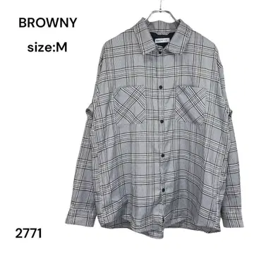 브라우니 BROWNY 셔츠 상의 M 체크 긴팔 예쁨