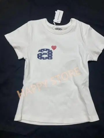 aeae 화이트 폴카 도트 하트 티셔츠