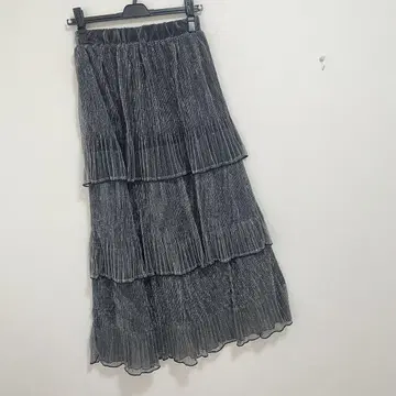 아카이브 라메 튤 플리츠 캉캉 스커트