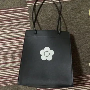 블랙 꽃 로고 토트백