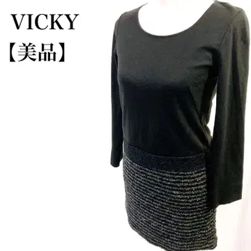 [새상품급] VICKY 긴팔 니트 도킹 미니 원피스