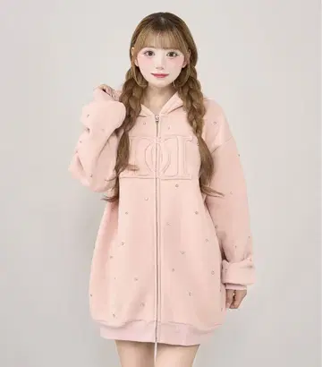 Darich 다리치 DD 로고 비쥬 지퍼 후드티 PNK