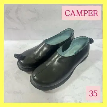 레어 CAMPER 캠퍼 블랙 가죽 슬립온 TWIN 22.5