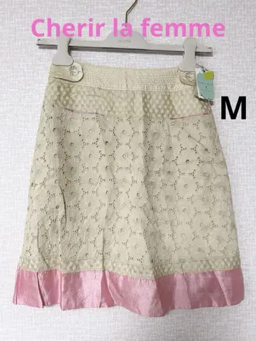 미사용 새상품 Cherir la femme 셰리라팜 배색 레이스 스커트