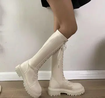 통굽 롱부츠 베이지