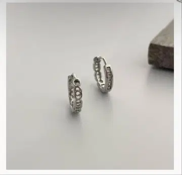 2.5mm 폭 지르코니아 & 링 더블 페이스 후프 귀걸이 13mm 실버
