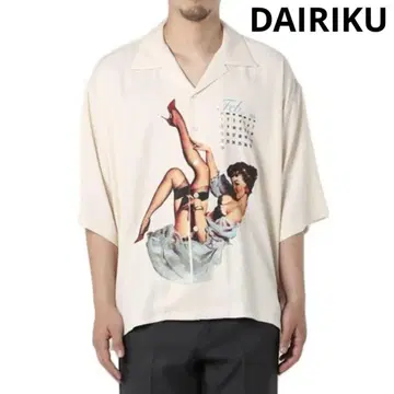 최고 걸작 초희귀 다이리쿠 Pinup Girl 오픈 카라 셔츠 F