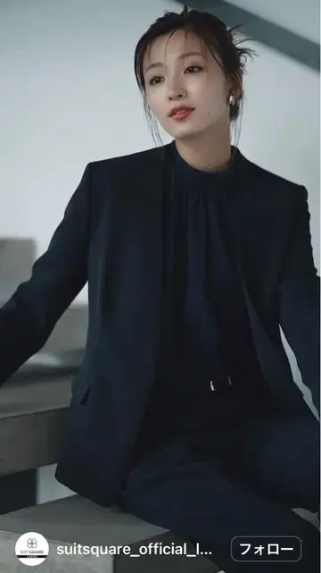 수트 스퀘어 네이비 여성 팬츠 수트