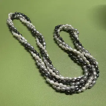 화이트 블랙 진주 다층 목걸이