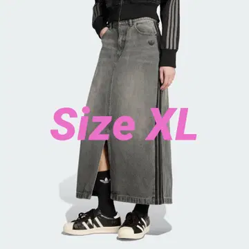 아디컬러 쓰리 스트라이프 데님 펜슬 스커트 XL 사이즈