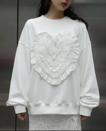 poppy Cotton 레이스 heart 스웨트셔츠