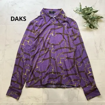 DAKS 닥스 체인 패턴 셔츠 사이즈 40 퍼플 올 패턴