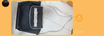 네이비 리본 핸드백