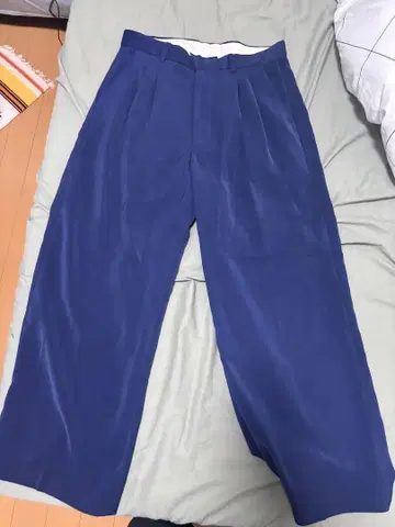 파란색 와이드 팬츠 사이즈 32 폴리에스테르