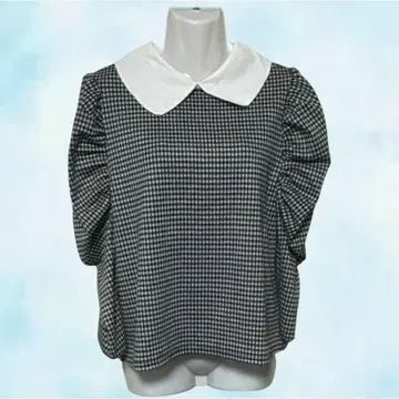 GRL 그레일 블라우스 블랙 x 화이트 여성용 셔츠 카라 부착 M