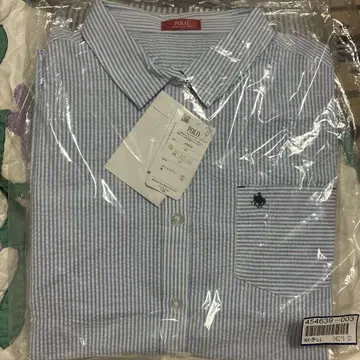 POLO 스카이블루 화이트 스트라이프 5부 소매 L 사이즈