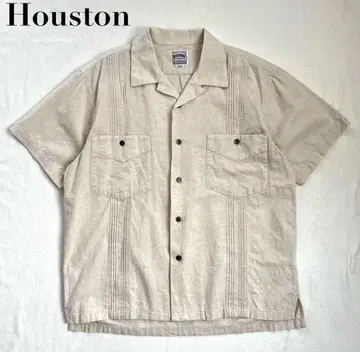 Houston 린넨 쿠바 셔츠 반팔 오픈 카라 M 휴스턴