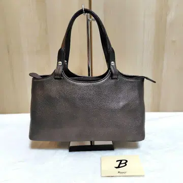 Bienco 주름 가죽 핸드백 다크 브라운 경량