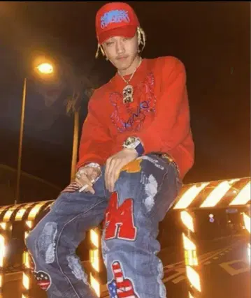 초레어! lex 착용 와펜 커스텀 데님 38 XXL 사이즈