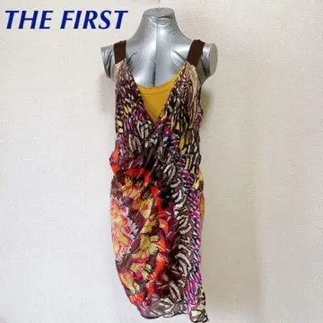 THE FIRST 겨자색 x 쉬폰 아시안 패턴 원피스