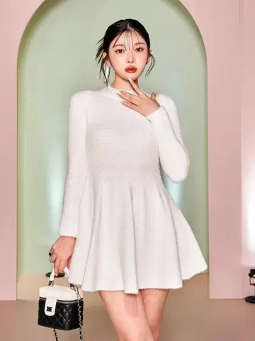 Darich 다리치 라메 샤기 니트 미니 원피스 F-L 사이즈