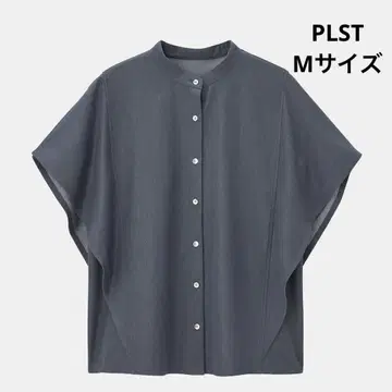 PLST 샴브레이 밴드 카라 셔츠