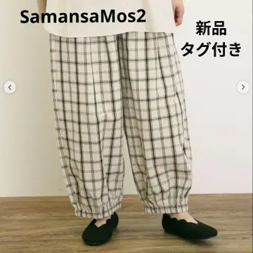 면 린넨 평직 허리 절개 개더 벌룬 팬츠 사만사 모스모스 새상품