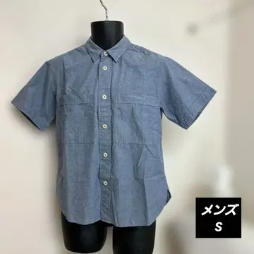 MHL. 마가렛호웰 파란색 반팔 셔츠 코튼 혼방