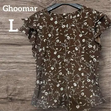 Ghoomar 꽃무늬 프릴 소매 블라우스 슬리브리스 L