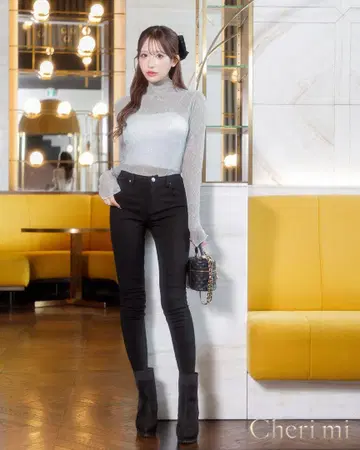 셰리미 슬림 레그 스키니 블랙