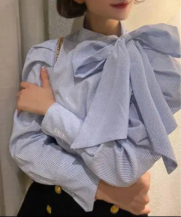 biby 리본 블라우스 블루