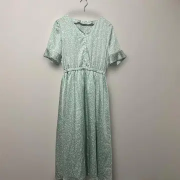 NATURAL BEAUTY BASIC 꽃무늬 롱 원피스 에메랄드 그린