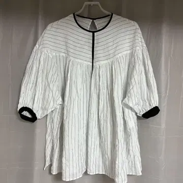 리요카, 셔링 스트라이프 시어 블라우스 워셔블 일본제 화이트