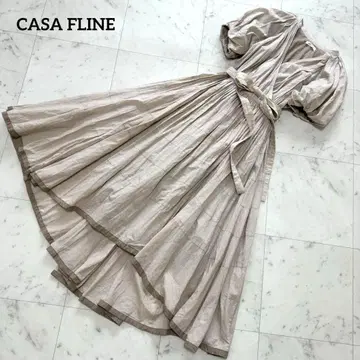 [ 새상품급 ] CASA FLINE 티어드 카슈쿨 원피스 린넨 벨트