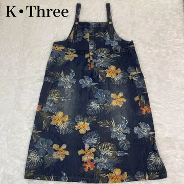 새상품급 K Three 데님 살로펫 미디 기장 원피스 A라인 꽃무늬