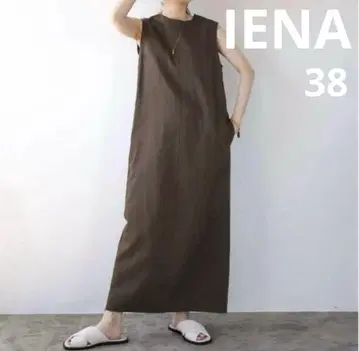 IENA 면마 새틴 I라인 원피스 브라운 38