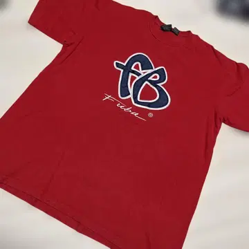 Used FUBU 후부 자수 로고 레드 티셔츠 XL
